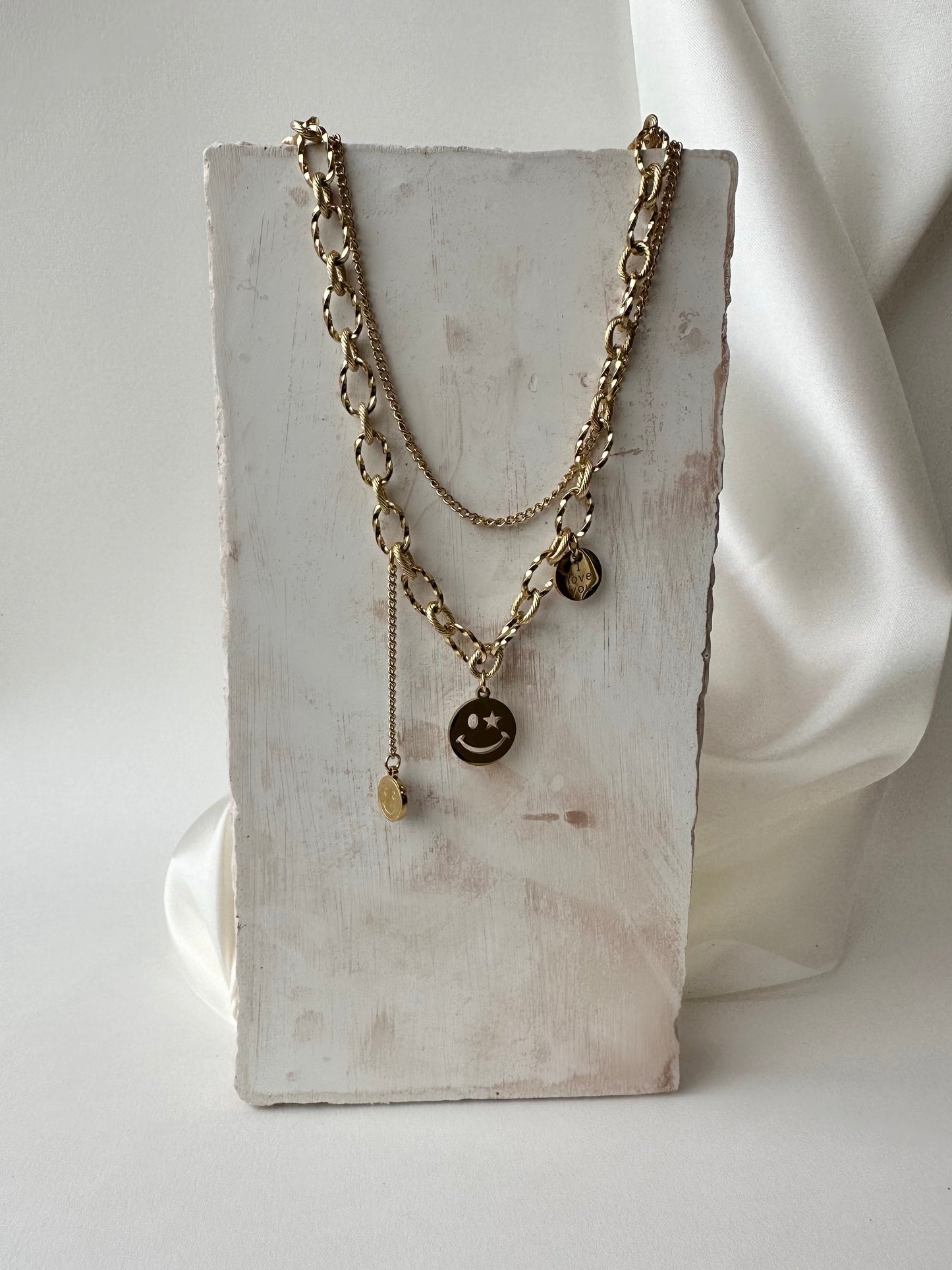 Three Round Accessories Pendant+With Chain Double Chain Necklace